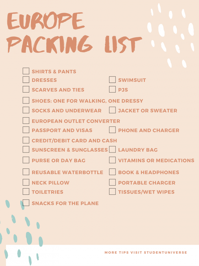 europe packing list