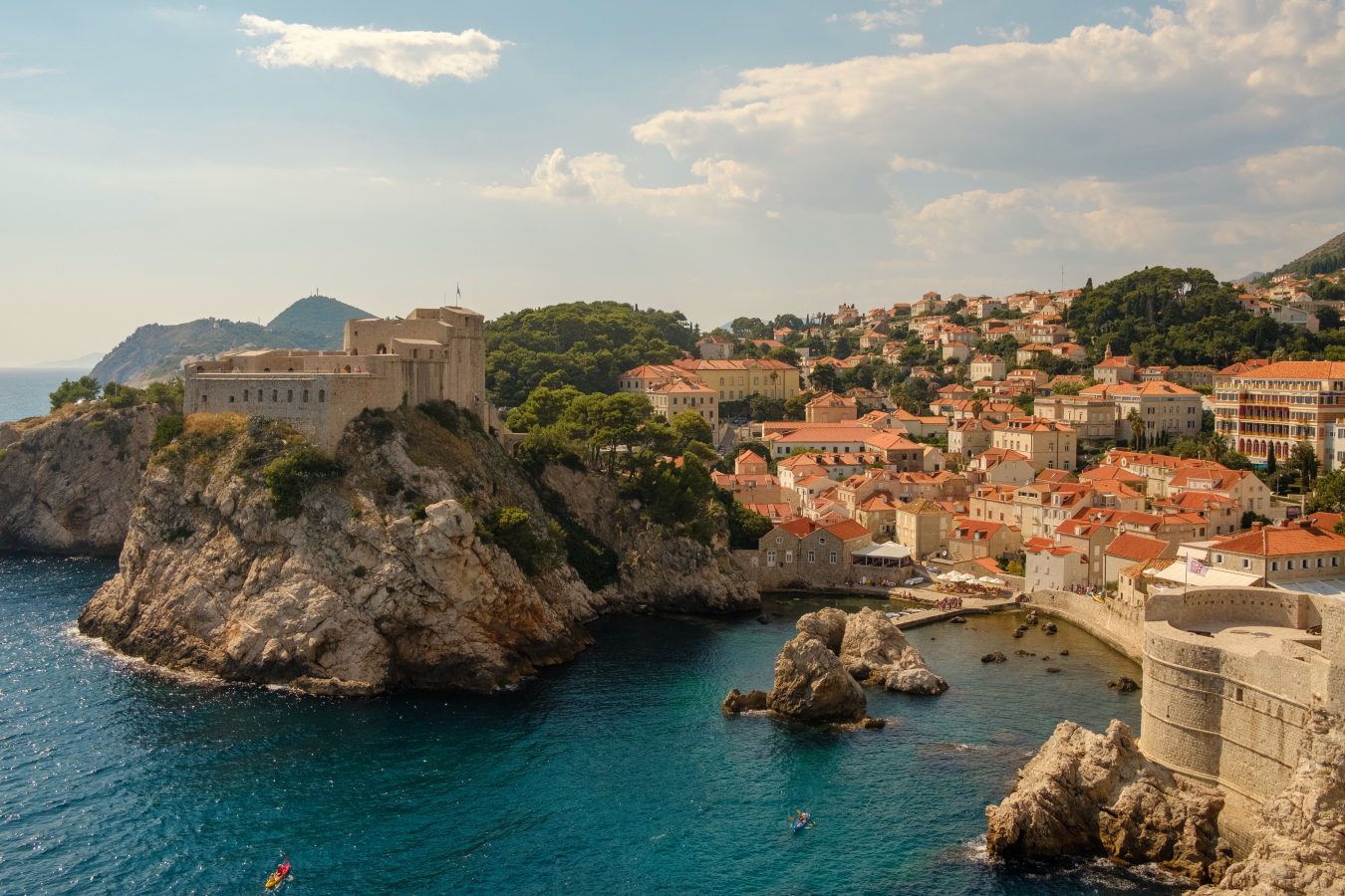Croatian coastline with old buildings. Croatia is a perfect destination for summer 2023.