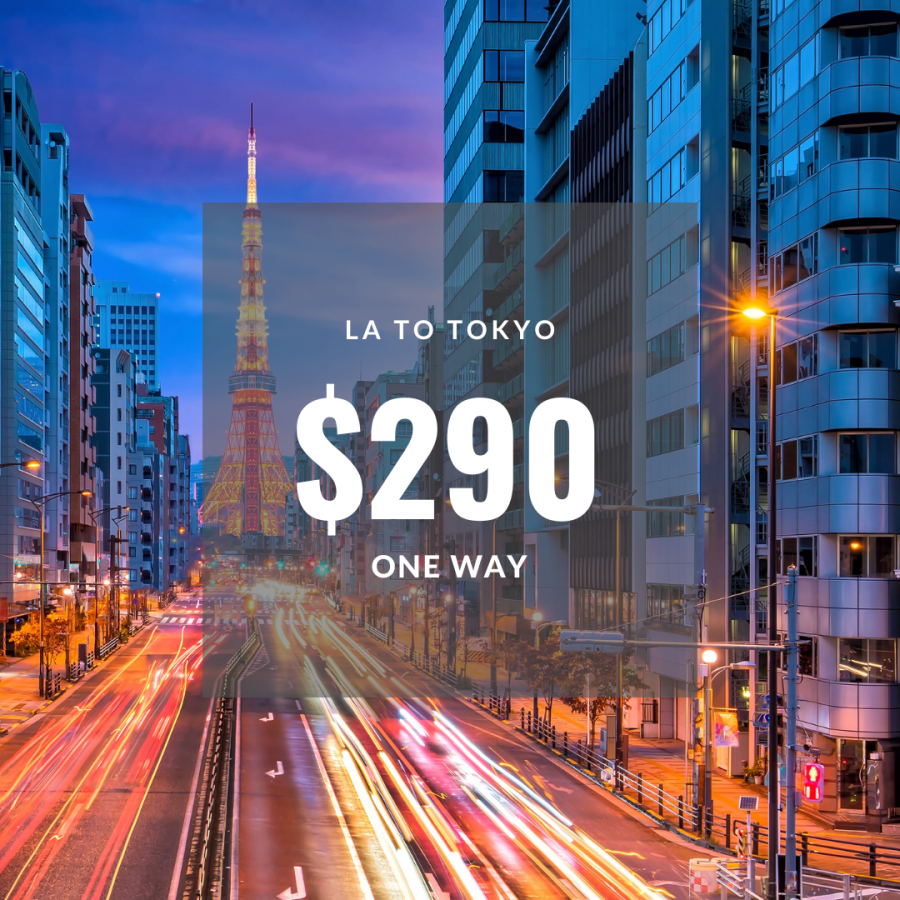 Flight from Los Angeles to Tokyo $290 each way booked during Black Friday and Cyber ​​Monday 2021.