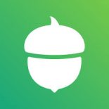 Acorns app logo showing green background and white acorn outline.