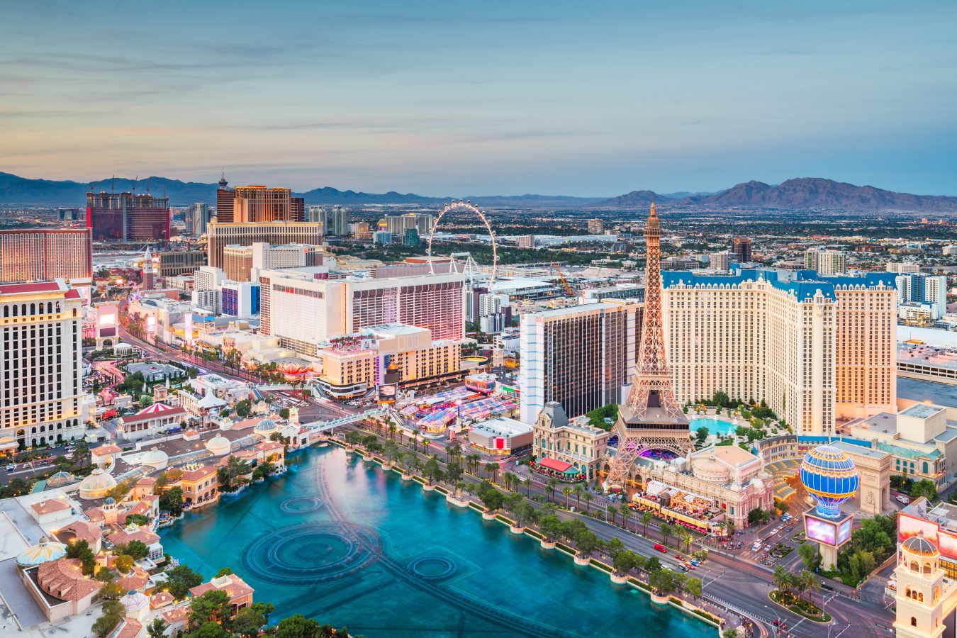 Aerial view of the Las Vegas strip in Nevada - one of the best spring break destinations for 2023.