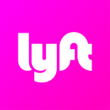 Lyft app logo showing pink background with white lettering "lyft"