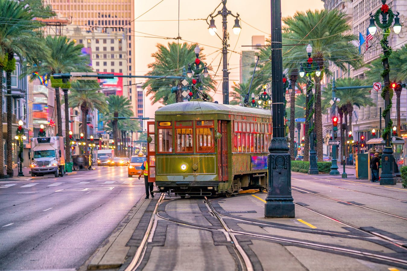 Streetcar in downtown New Orleans, Louisiana