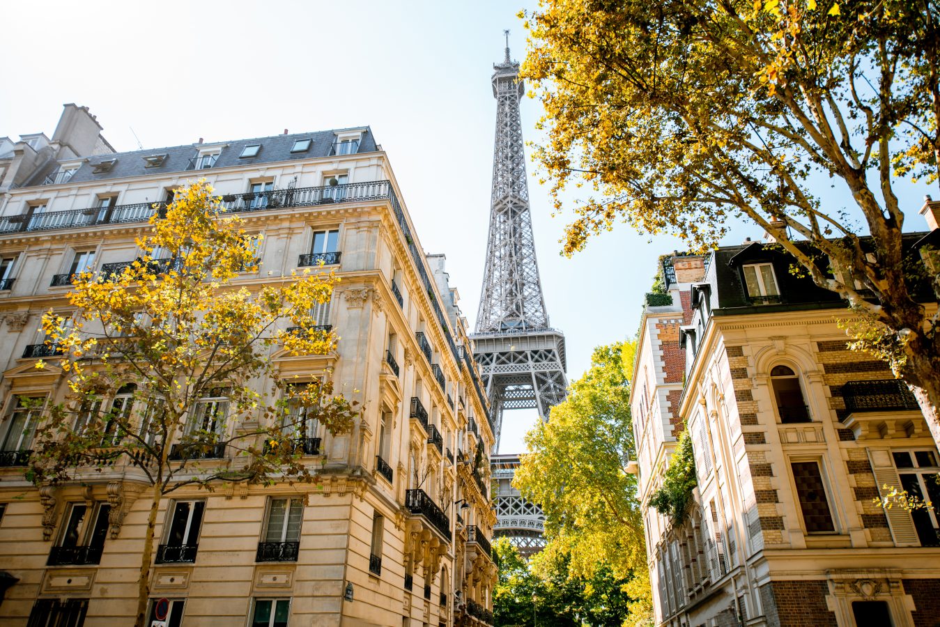 Street view of the Eiffel tower in Paris, France, one of the top destinations for 2023.