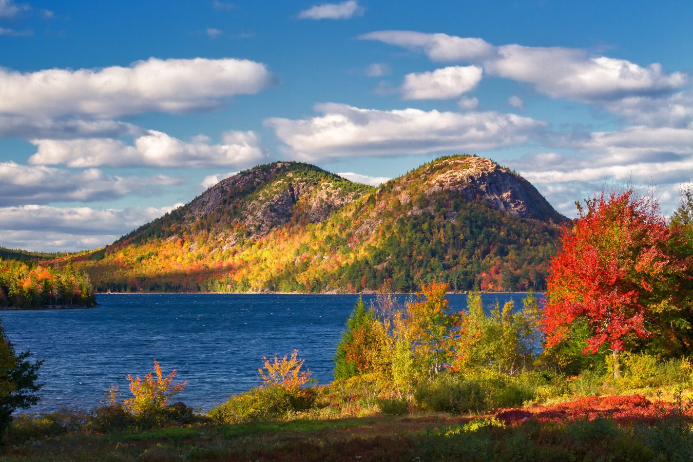 Bubble Mountains in Acadia National Park in Fall.