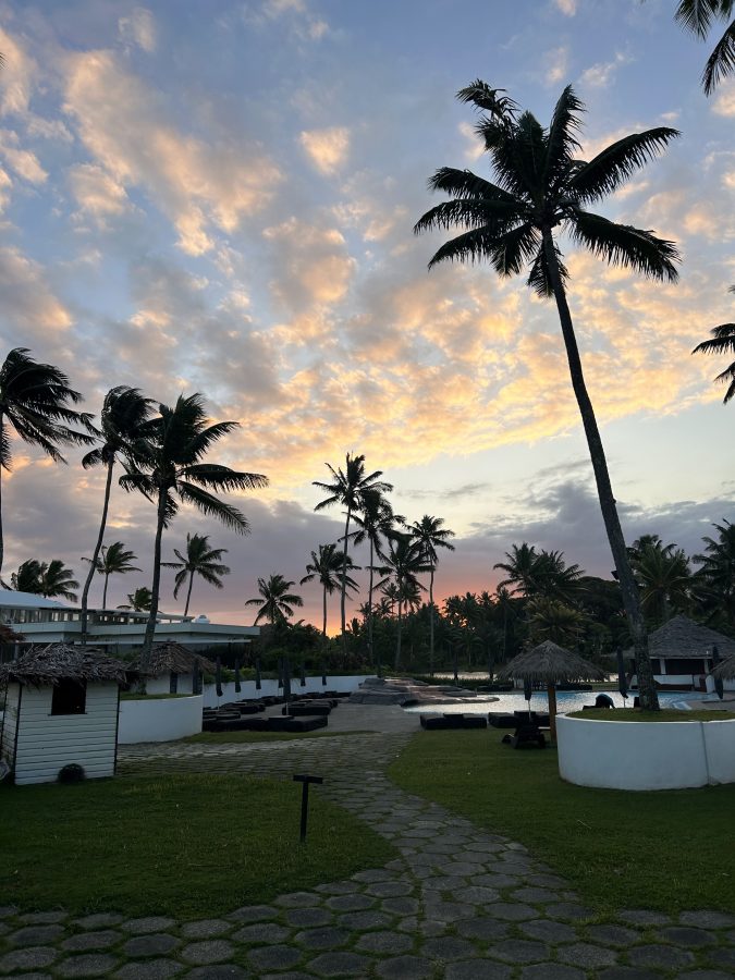 Sunset at the resort in Pacific Harbour, Fiji.
