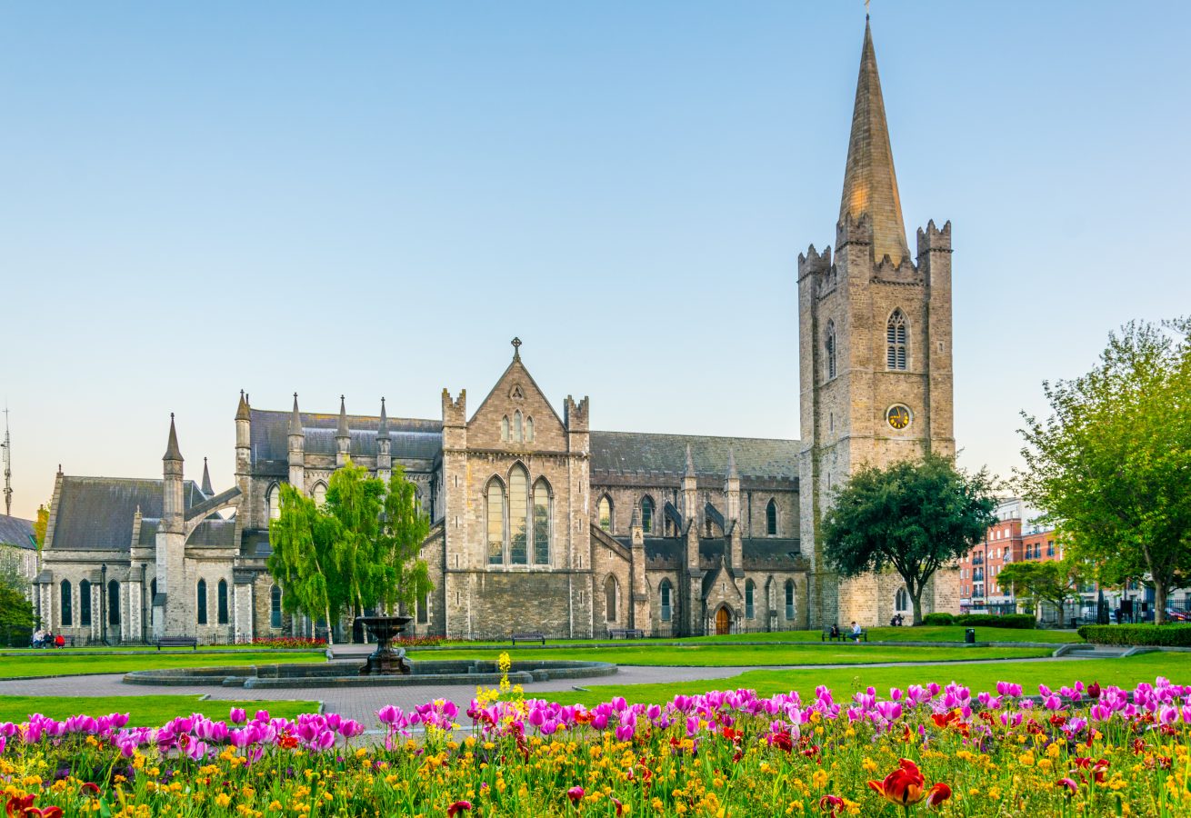 St. Patrick's Cathedral in Dublin, Ireland during the spring break destinations season.